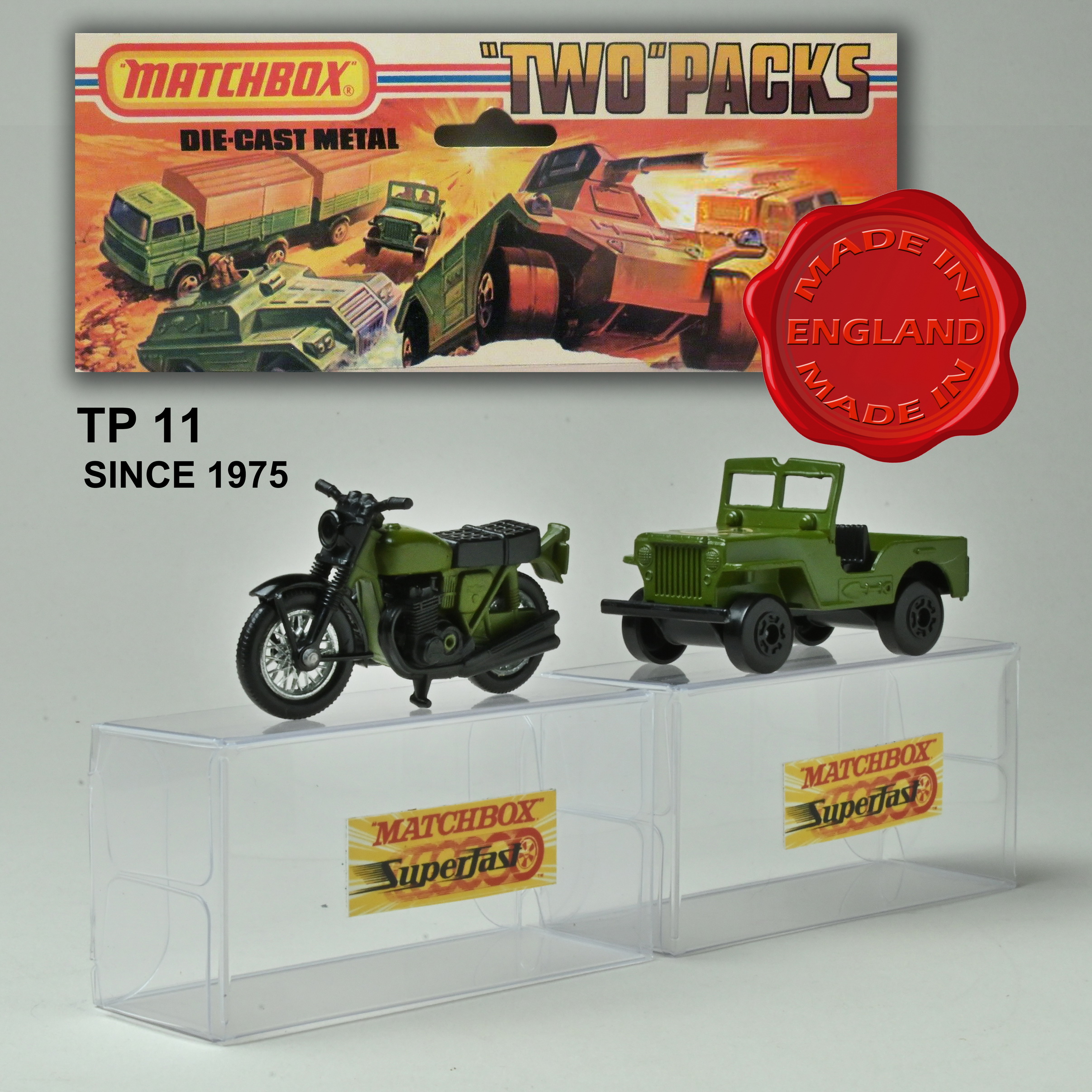 No.2219 โมเดลรถเหล็ก Matchbox Two Pack 11 – Military Jeep and