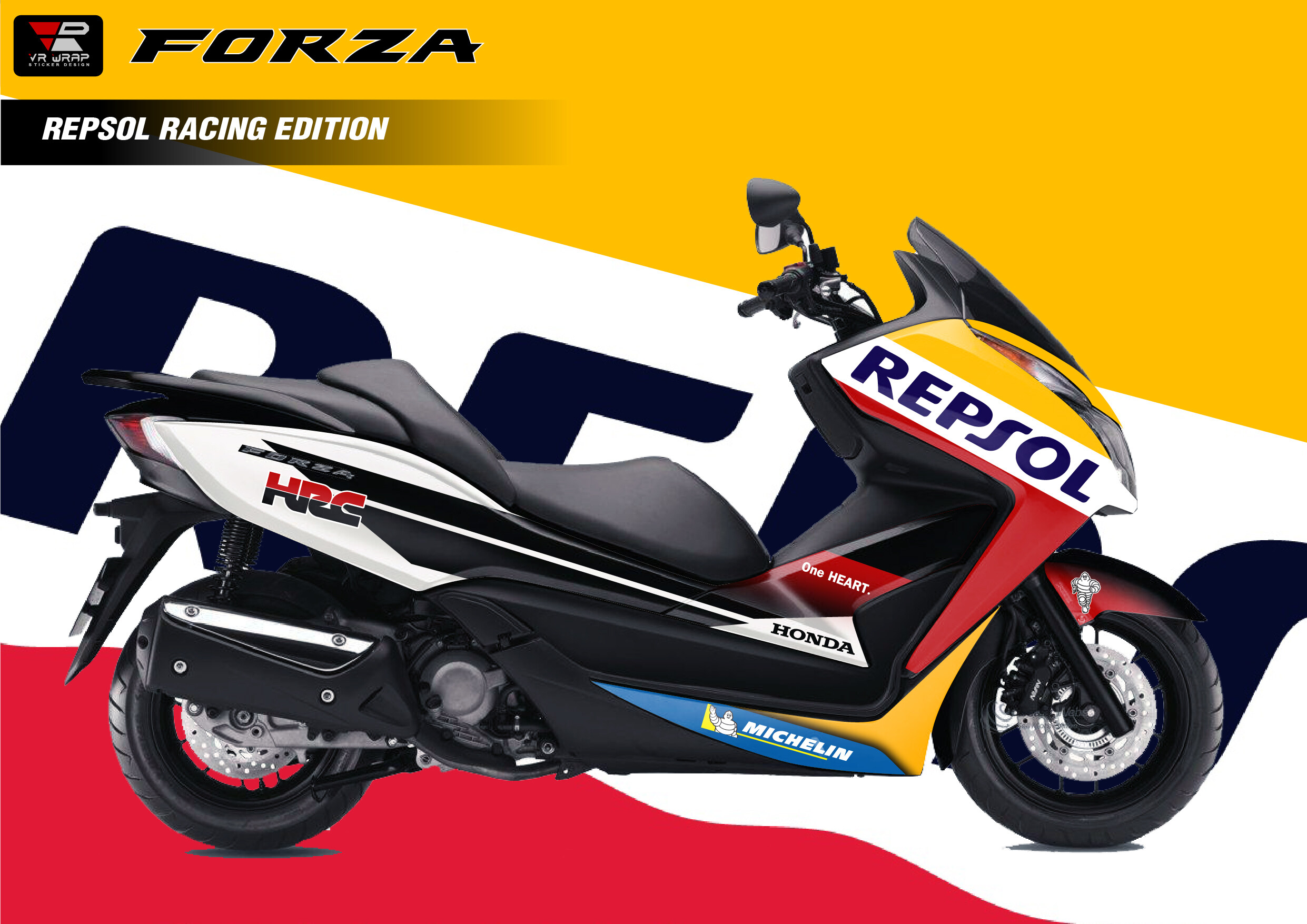 สติ๊กเกอร์ Honda Forza 300 (ตัวเก่า) ลาย Repsol