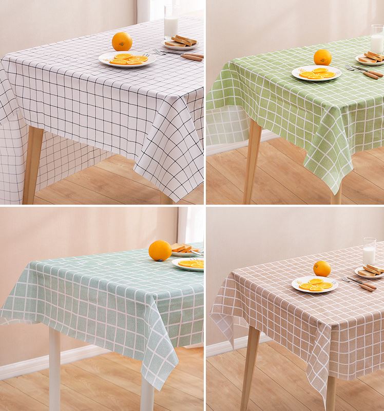 ผ้าปูโต๊ะ ลายตาราง Minimal กันน้ำ เปลี่ยนโต๊ะเก่าให้ดูใหม่ เช็ดทำความสะอาดง่าย มีหลายขนาด