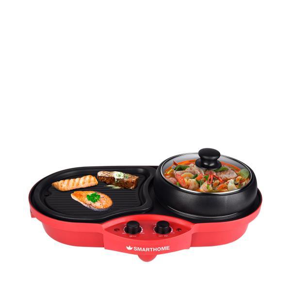 เตาย่างเอนกประสงค์พร้อมหม้อสุกี้ สีแดง 1500 วัตต์ SMARTHOME เตาย่างเอนกประสงค์พร้อมหม้อสุกี้ สีแดง 1500 วัตต์ SMARTHOME