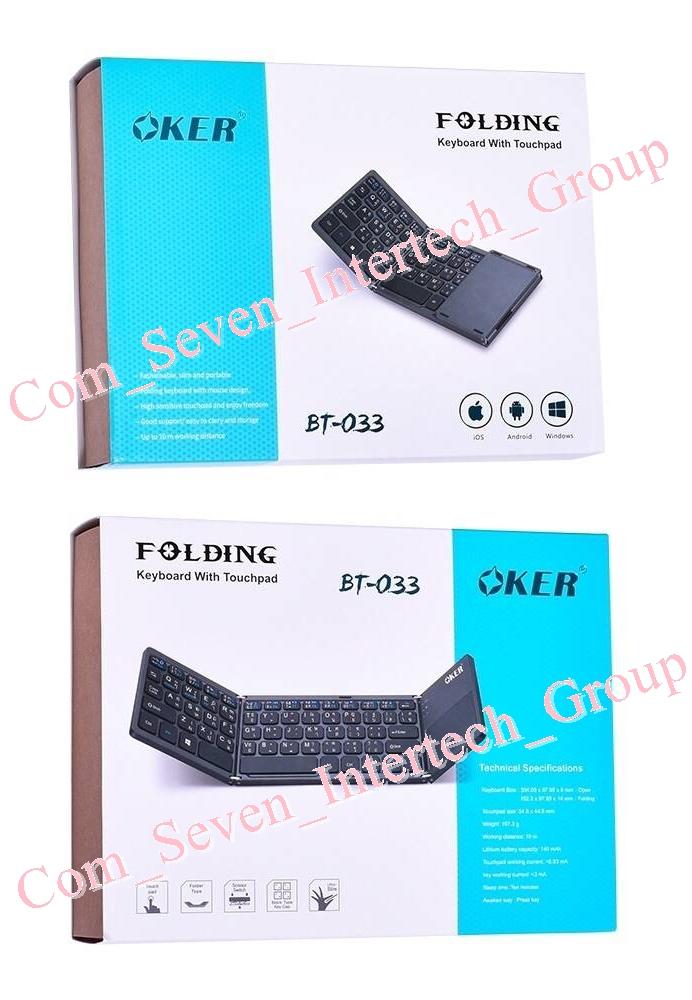 OKER Keyboard Bluetoothพับได้ /คีย์บอร์ดบลูทูธพับได้ มีTouch Pad ในตัว ใช้แทนเมาส์ รุ่น BT-033 (สีดำ)