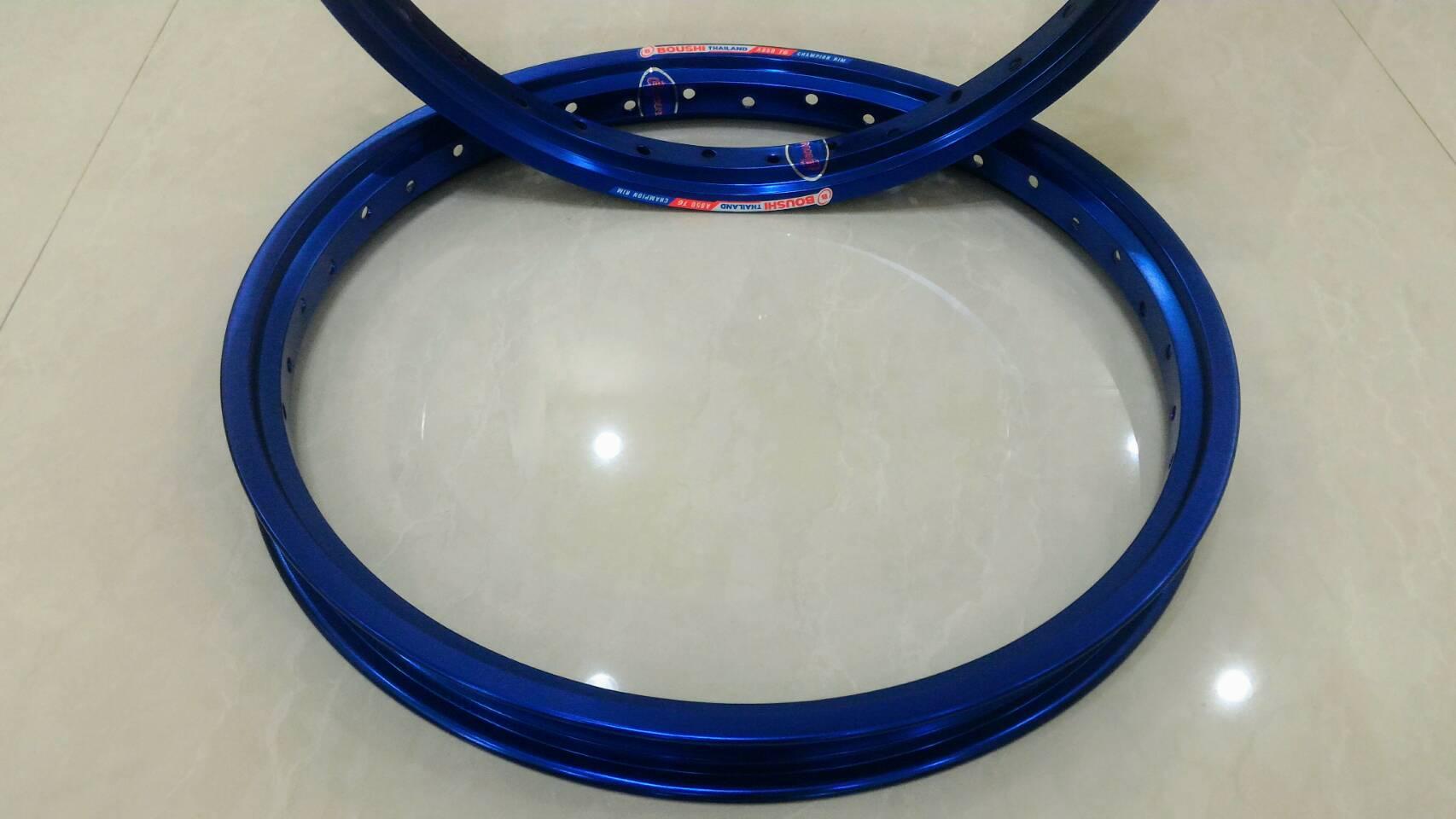 ขอบล้อสีน้ำเงิน(อาร์กอน1คู่) BOUSHI ThaiLand Champion rim สวยทน ขนาดขอบล้อ 1.40x17 ใส่กับรถมอเตอร์ไซค์ได้ทุกรุ่น(ส่งฟรีจ้า)