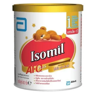 Isomil Plus AI-Q Plus 400g 0-1 ปี ไอโซมิล พลัส เอไอคิว พลัส 400 กรัม หมดอายุ 06/2022 หมีนอนสีแดงทอง
