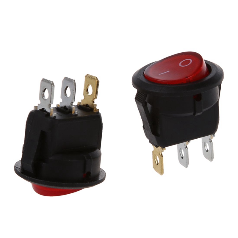 5Pcs 12V Round Rocker Switch – SPST 2 Pin ON/OFF, 6A/250V 10A/125V, KCD1-5-101