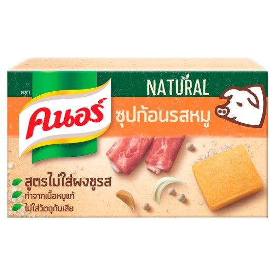 ✨Sale✨ คนอร์ เนเชอรัล ซุปก้อนรสหมู สูตรไม่ใส่ผงชูรส 60กรัม Knorr Natural No MSG Added Pork Flavour Stock Cube 60g