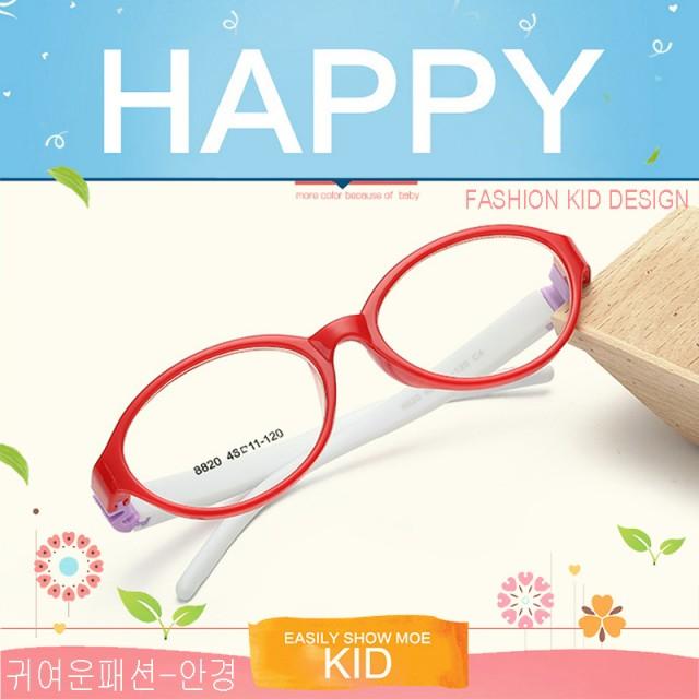แว่นตาเกาหลีเด็ก Fashion Korea Children แว่นตาเด็ก รุ่น 8820 C-4 สีแดงขาขาวข้อม่วง กรอบแว่นตาเด็ก Oval รูปไข่แนวนอน Eyeglass baby frame ( สำหรับตัดเลนส์ ) วัสดุ PC เบา ขาข้อต่อ Kid leg joints Plastic Grade A material Eyewear Top Glasses