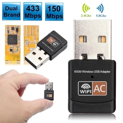 USB WiFi ADAPTER 600Mbps Wi-Fi Adapter 5 GHz ไม่มีเสาอากาศ USB Ethernet PC Wi-Fi LAN WIFI dongle AC WiFi