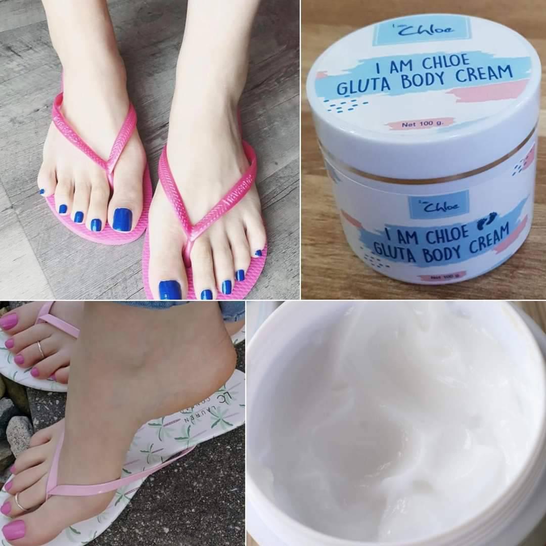 I am chloe Gluta Body Cream ครีมเท้าขาว มือดำ ส้นเท้าดำด้าน สูตรดับเบิ้ล สามารถทา ศอก เท้า คอ ขาหนีบได้ 100 g (2 กะปุก)สินค้าใหม่มาแรง