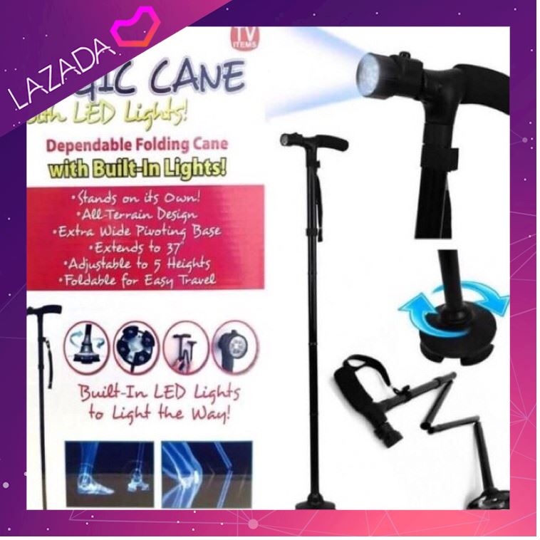 คุณภาพดี MAGIC CANE with LED Light ไม้เท้าช่วยพยุงเดินสำหรับผู้สูงอายุ (235505)