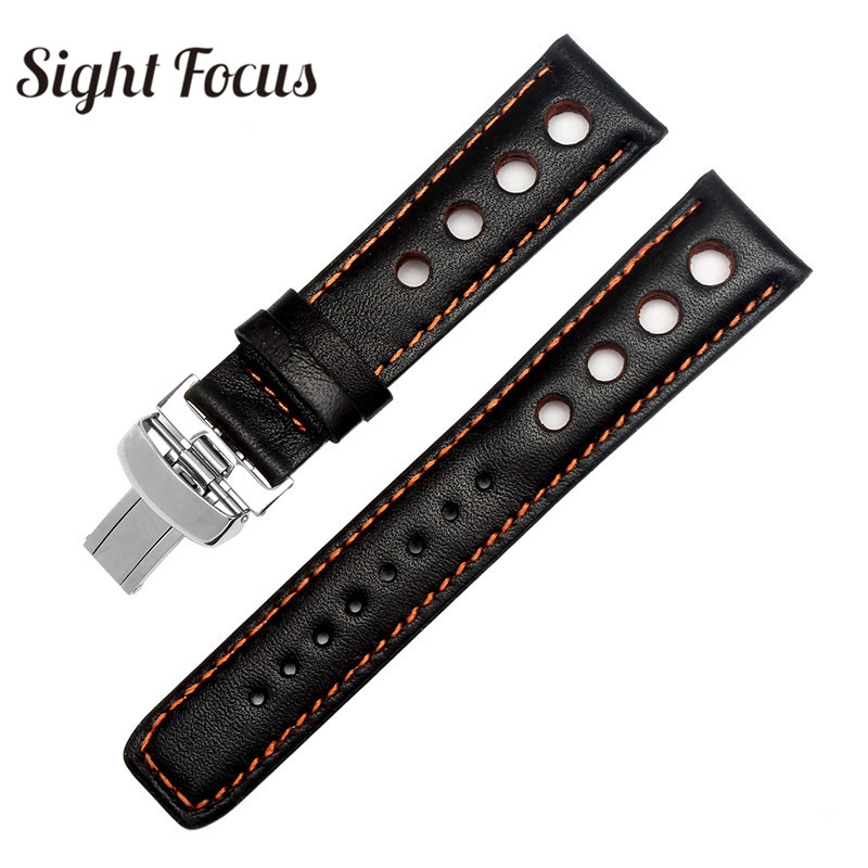 20mm Perforated Cowhide Leather Watch Bands Strap For Tissot