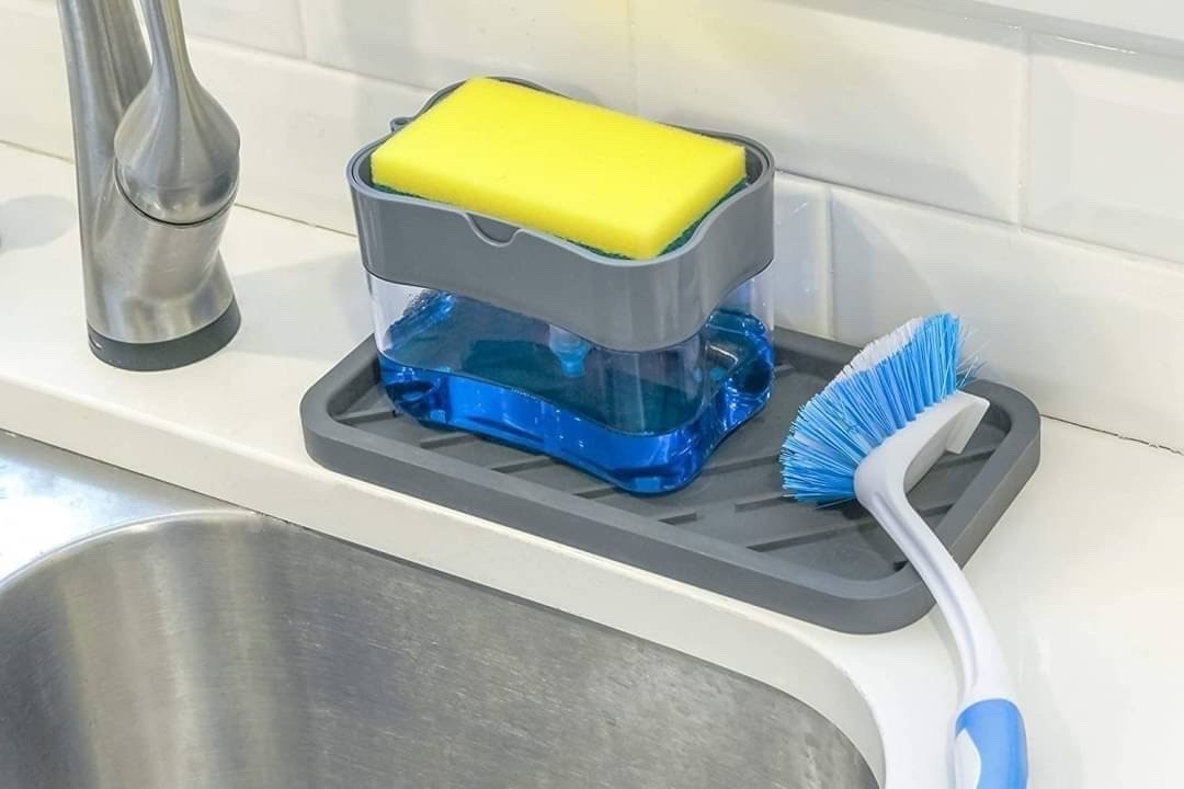 Soap pump Sponge Caddy ที่วางฟองน้ำกดน้ำยาล้างจานอัจฉริยะ