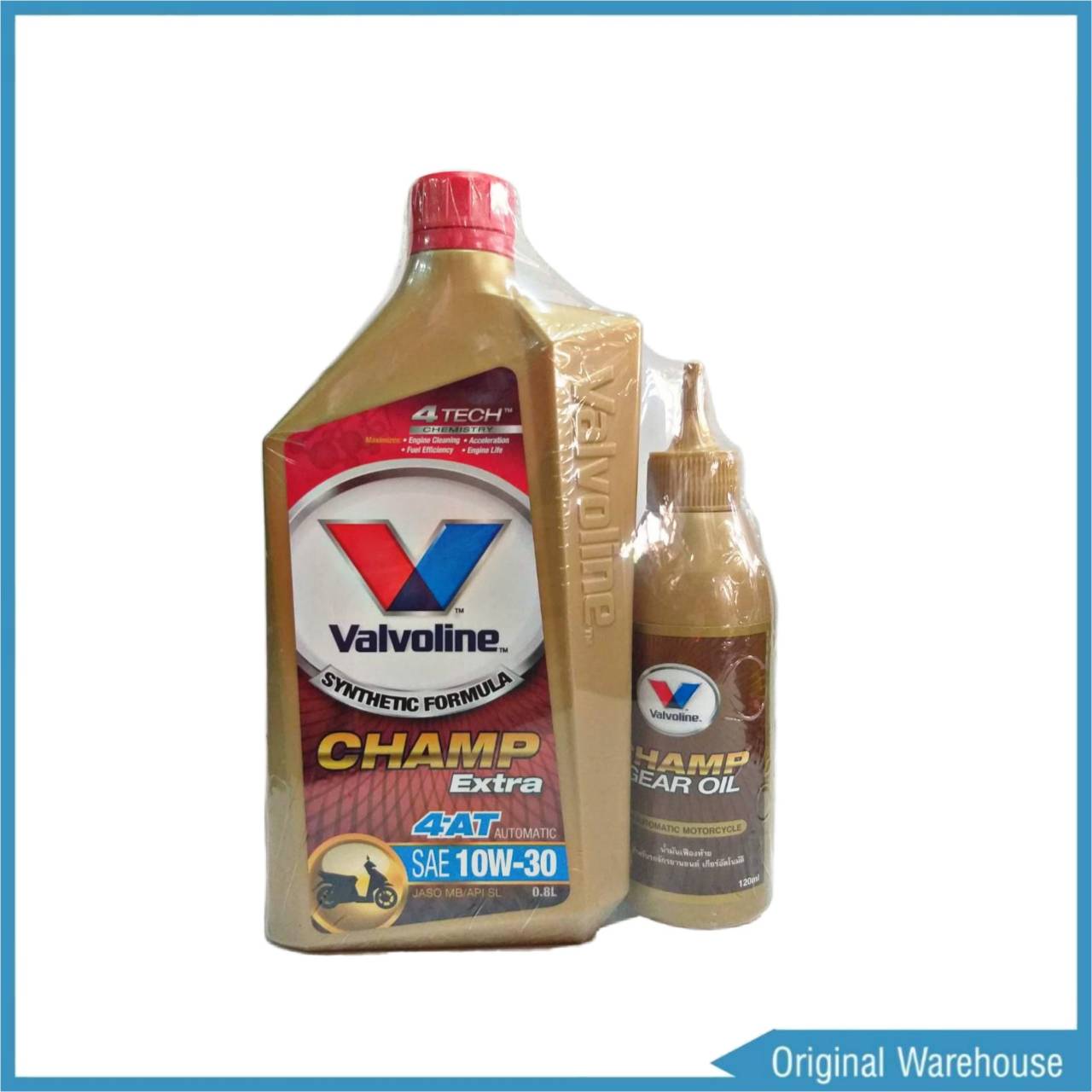 Valvoline champ extra 4-AT 10w-30 ขนาด 0.8 ลิตร แถมฟรี! น้ำมันเฟืองท้าย ขนาด 120mL.