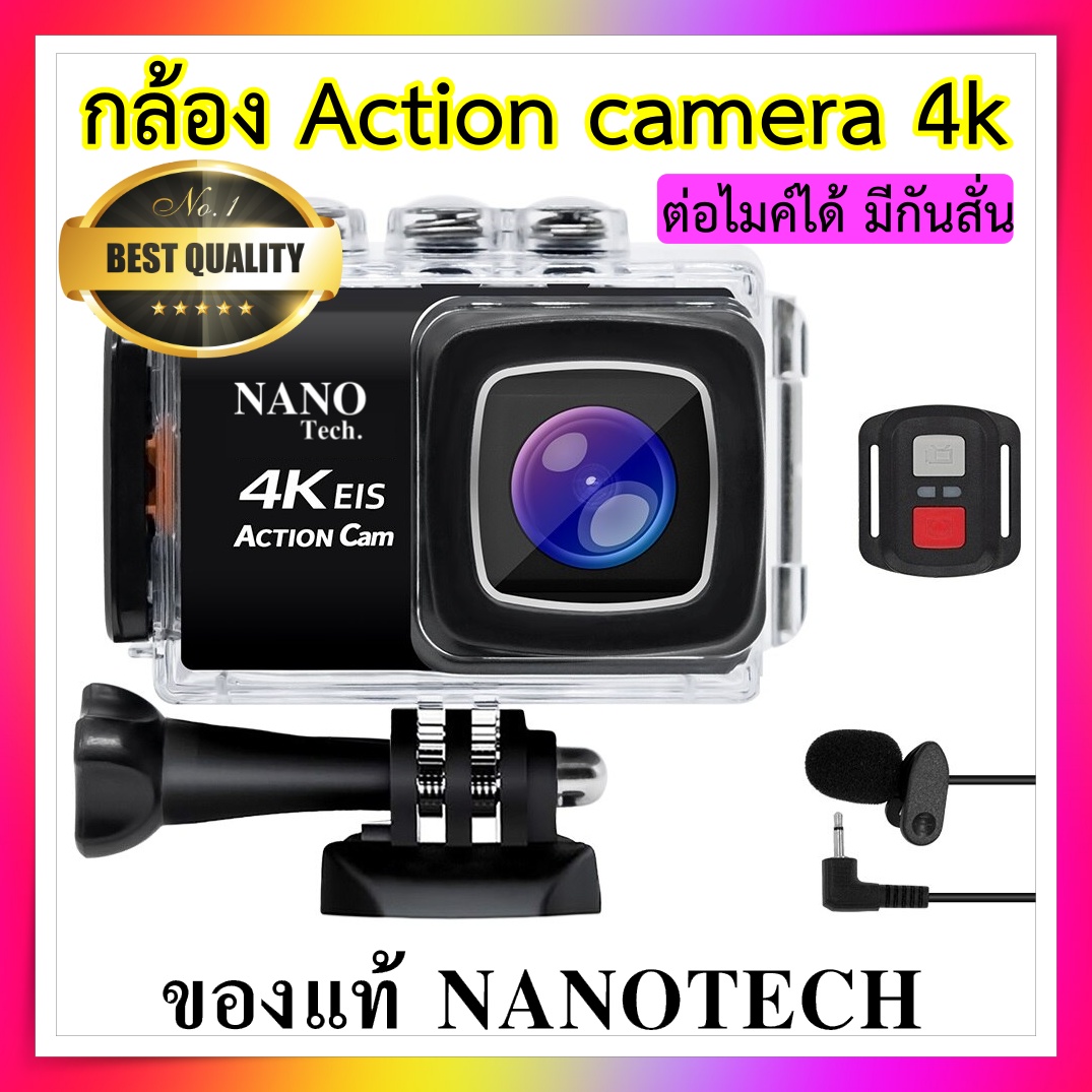 Nanotech กล้องกันน้ำ ถ่ายใต้น้ำ  มีระบบกันสั่นครบ 4K Ultra HD waterproof WIFI FREE Remote - สีดำ M80 ล่าสุด แถมฟรี รีโมท+ไมค์ คุ้มที่สุด