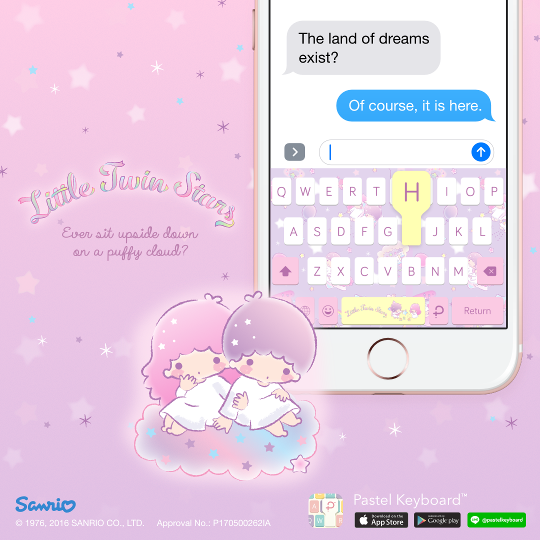 Little Twin Stars Dreamy Cute Keyboard Theme⎮ Sanrio (E-Voucher) for Pastel Keyboard App