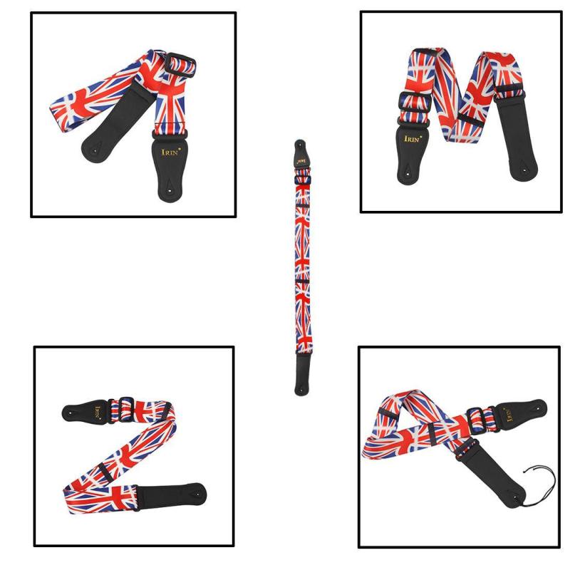 IRIN Guitar Strap Adjustable Polyester Belt PU Leather Ends for Acoustic Folk Classic Electric Guitar Bass with National flag Patterns Malaysia