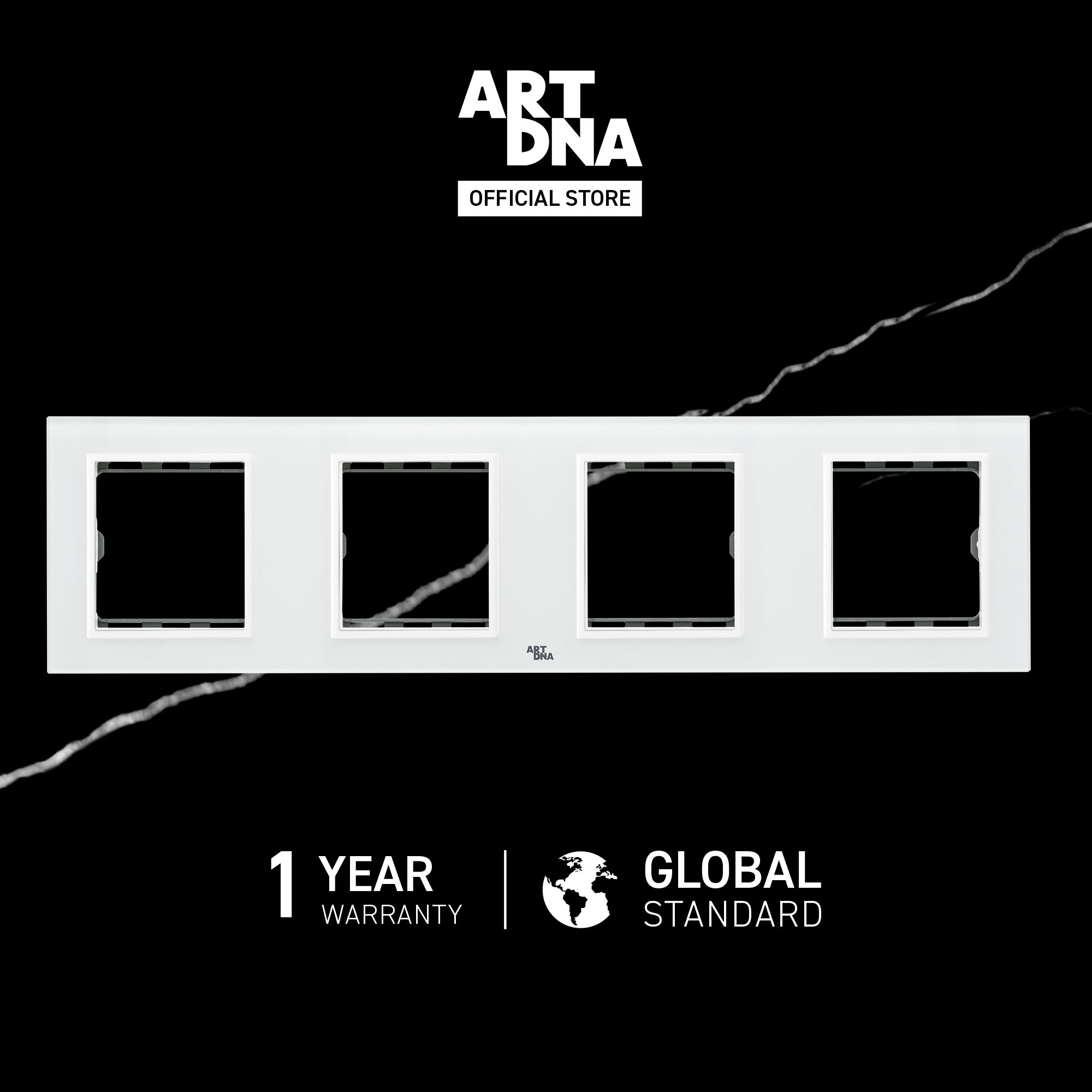 ART DNA รุ่น A78 หน้ากาก 4 ช่อง ขนาด 3X3 สีขาว ปลั๊กไฟโมเดิร์น ปลั๊กไฟ
