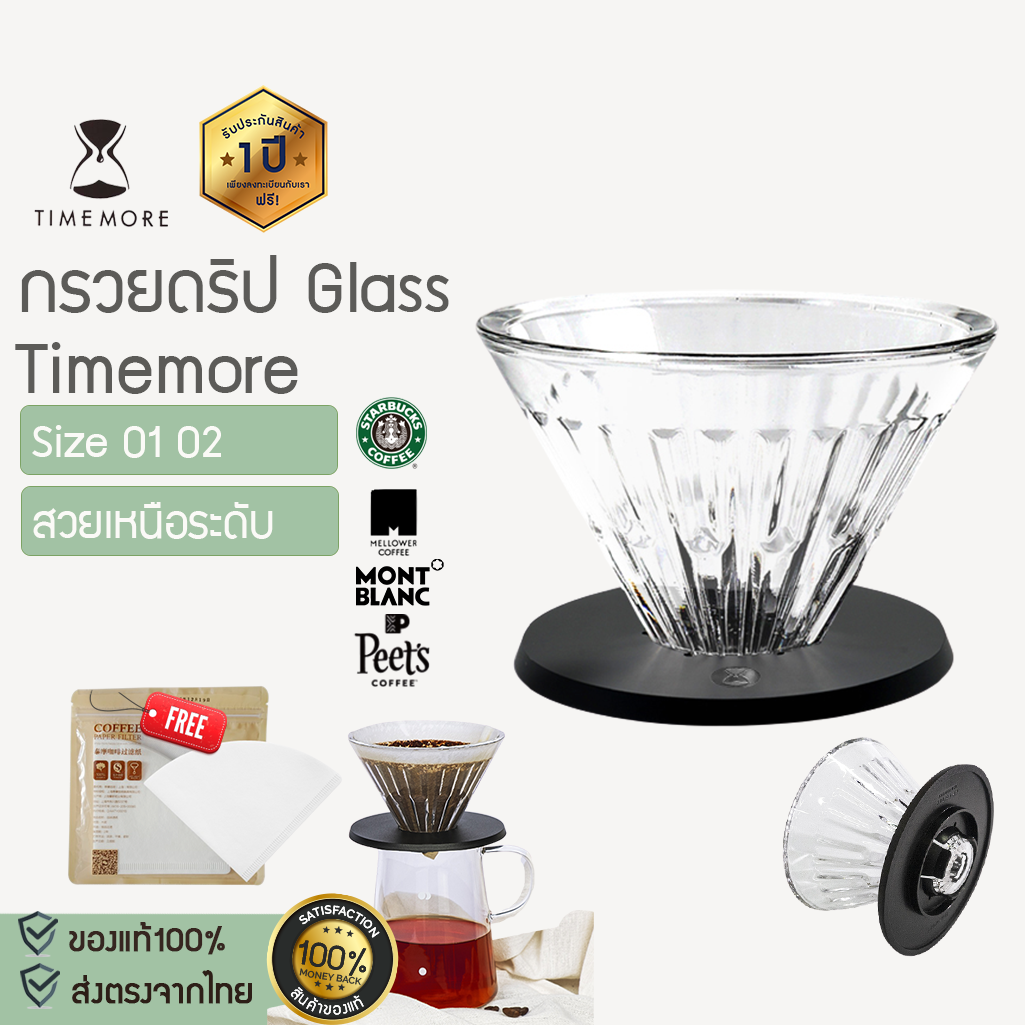 X144 [[พร้อมส่ง]]Timemore Dripper ไซ์ซ 01 02  (กรวยดริป Borosilicate Glass)