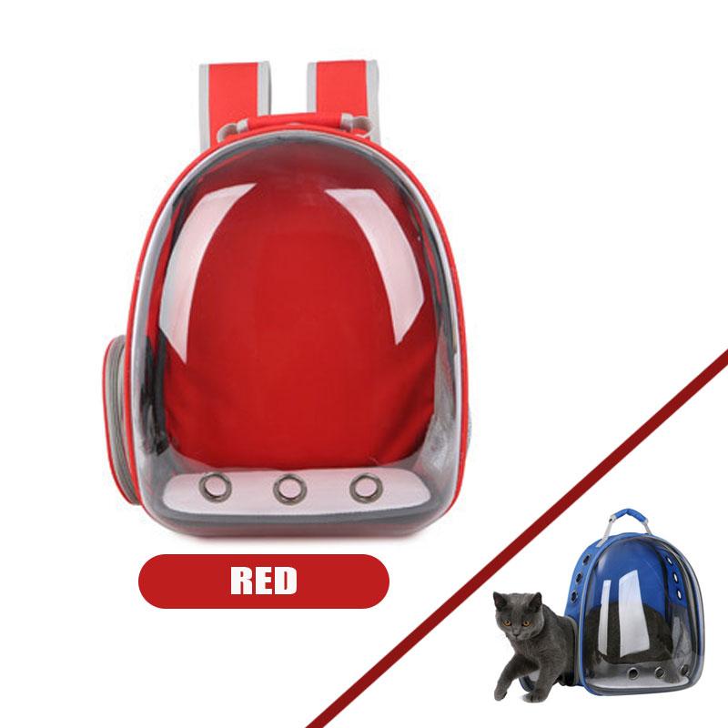 YOYOCAM ถูกที่สุด กระเป๋าหมา กระเป๋าแมว แคปซูลใส เป้ใส อคิริคใส แคปซูลอวกาศ กระเป๋าใส่สัตว์เลี้ยง ( สีแดง) Pet Dog Cat Backpack breathable Transparent (Red Color)