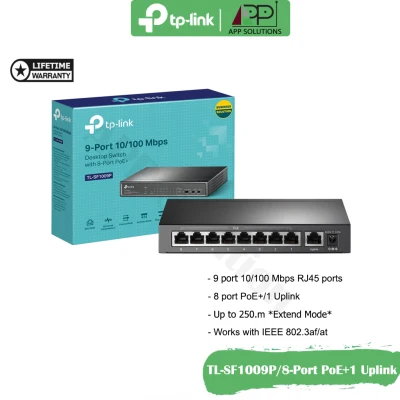 TP-LINK Switch(สวิตซ์ฮับ)10/100 8-Port PoE+/1Uplink รุ่นTL-SF1009P(ประกันLifetime)-APP Solution