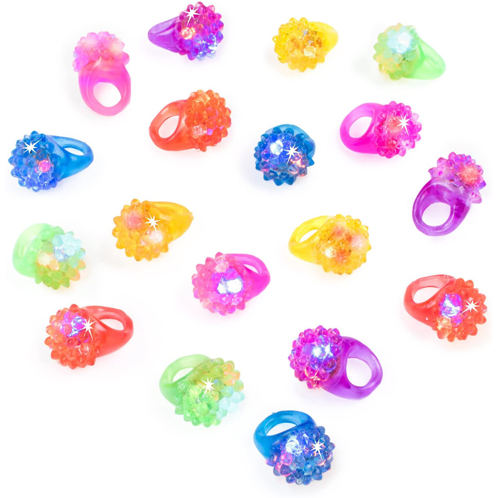 ILHJKIU เด็กของเล่นเรืองแสงที่มีสีสันสำหรับงานปาร์ตี้ Bumpy แหวนวุ้น Light-Up ของเล่นแหวนเรืองแสงกระพริบหลอดไฟวงแหวน