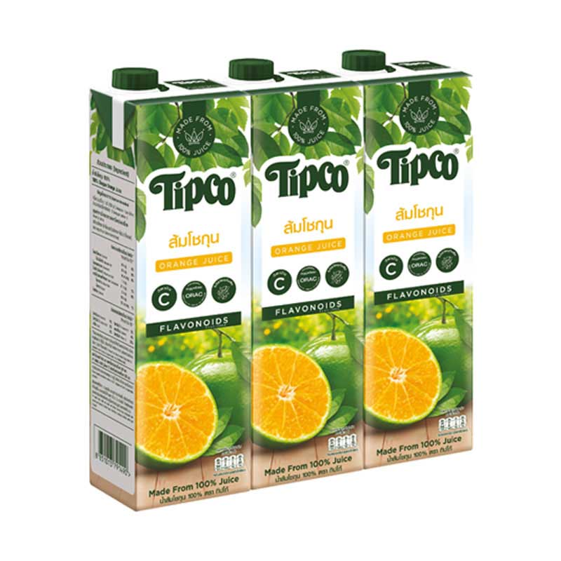 ทิปโก้ น้ำส้มโชกุน 10000 มล. x 3 กล่อง/Tipco 100% Shogun Orange Juice 1000ml x 3pcs