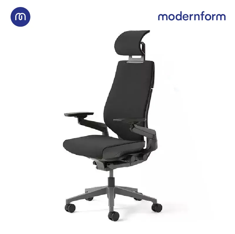 Modernform เก้าอี้ Steelcase ergonomic รุ่น Gesture พนักพิงสูง แบบWrap  โครงเทา หุ้มผ้าดำ เก้าอี้เพื่อสุขภาพ เก้าอี้ผู้บริหาร เก้าอี้สำนักงาน เก้าอี้ทำงาน เก้าอี้ออฟฟิศ เก้าอี้แก้ปวดหลัง ปรับความสูง และปรับความหนืดได้