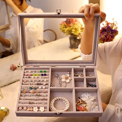(Wholesale from Thai) velvet jewelry storage box storage jewelry storage earrings jewelry storage tray velvet 1050 Fastsender