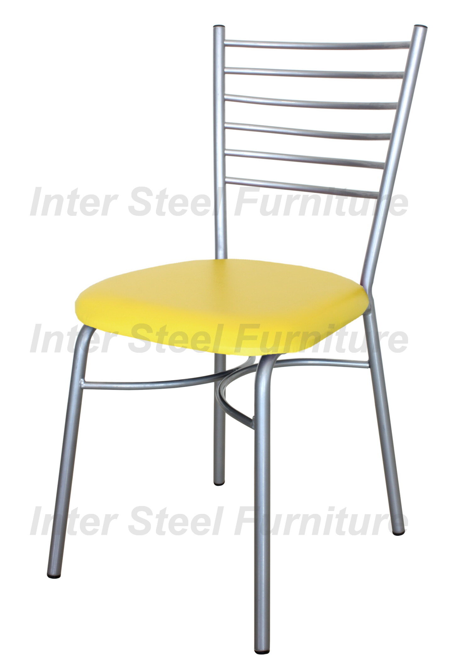 Inter Steel เก้าอี้เหล็ก มีพนักพิง รุ่น Ch333# โครงเหล็กสีบรอนด์ -  เบาะหนังเทียมPvc Dining Chair Silver Steel Frame Pvc Leather Seat สี  สีเหลือง - Puket Stores