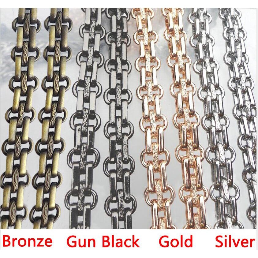 Steel Bag Chain - DIY Gold, Silver, Gun Black, Bronze 16mm Metal