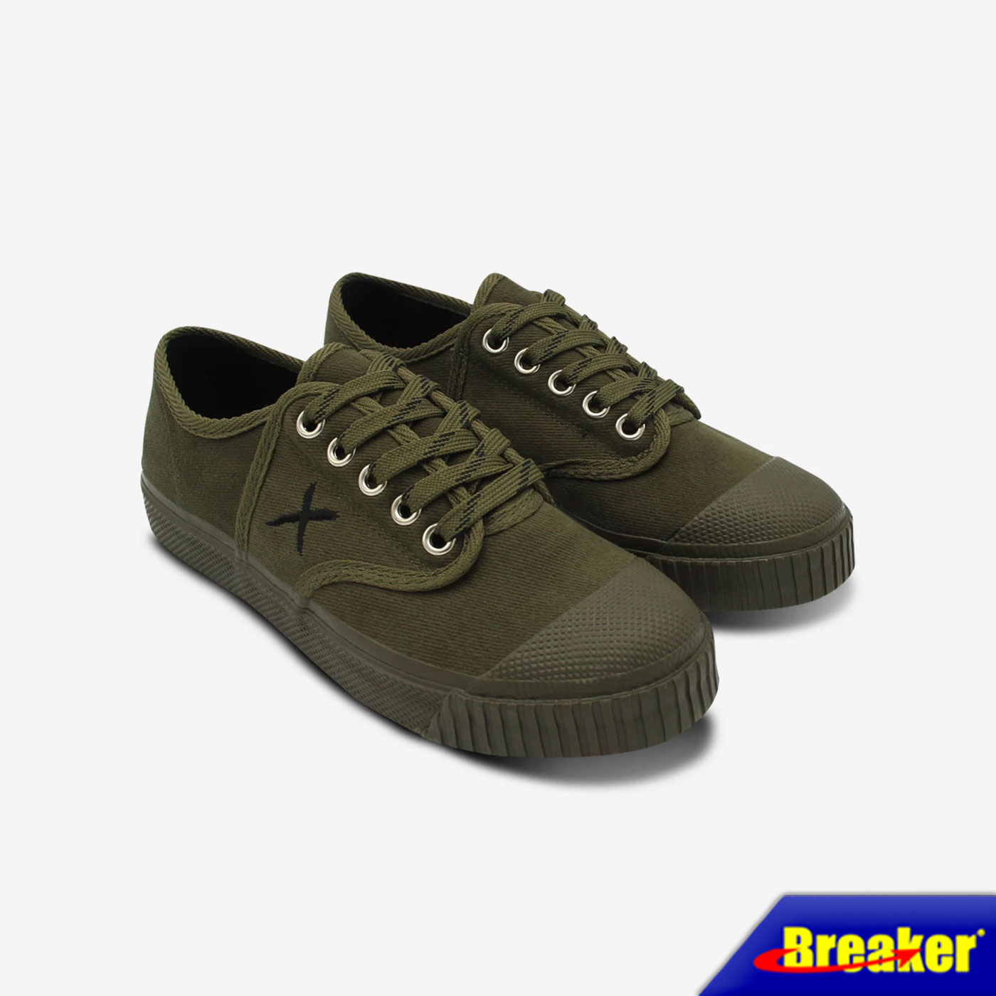 Breaker - X   รองเท้าแฟชั่นผู้ชาย รองเท้าผู้ชาย รองเท้าผ้าใบเบรกเกอร์ (BK-X1) สี Forest Green ใส่ทำงาน ใส่ออกกำลังกายได้สบายเท้า