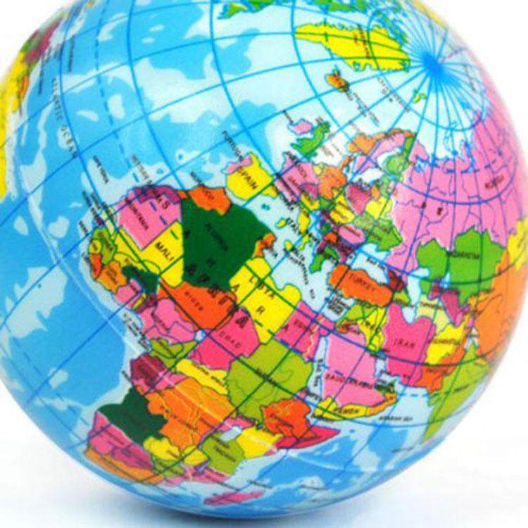 Earth Globe Stress Relief Bouncy Foam Ball Kids World Atlas Geography Map B THO 