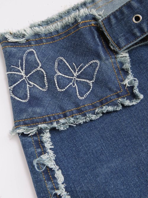 Cider Denim Butterfly Ripped Flare Leg Jeans กางเกงยีนส์ขายาวผู้หญิง ขา