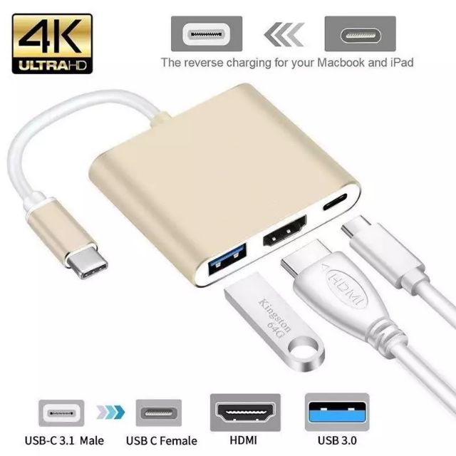 ลดราคา USB C ถึงสาย HDMI ประเภท C HDMI Thunderbolt 3 Converter สำหรับ HUAWEI Mate 30 USB-C HDMI อะแดปเตอร์ USB Type C TO HDMI #สินค้าเพิ่มเติม แดปเตอร์ สายแปลงสายไฟ PCS Gold HDMI Extender