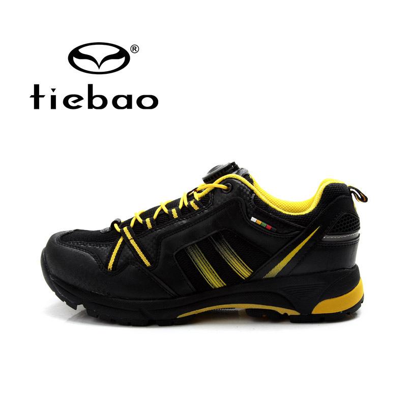 รองเท้าจักรยานเสือภูเขาแบบผ้าใบ TIEBAO รุ่น TB22-B1334 สีดำเหลือง สายเชือกหัวบิดรัดสายออโต้