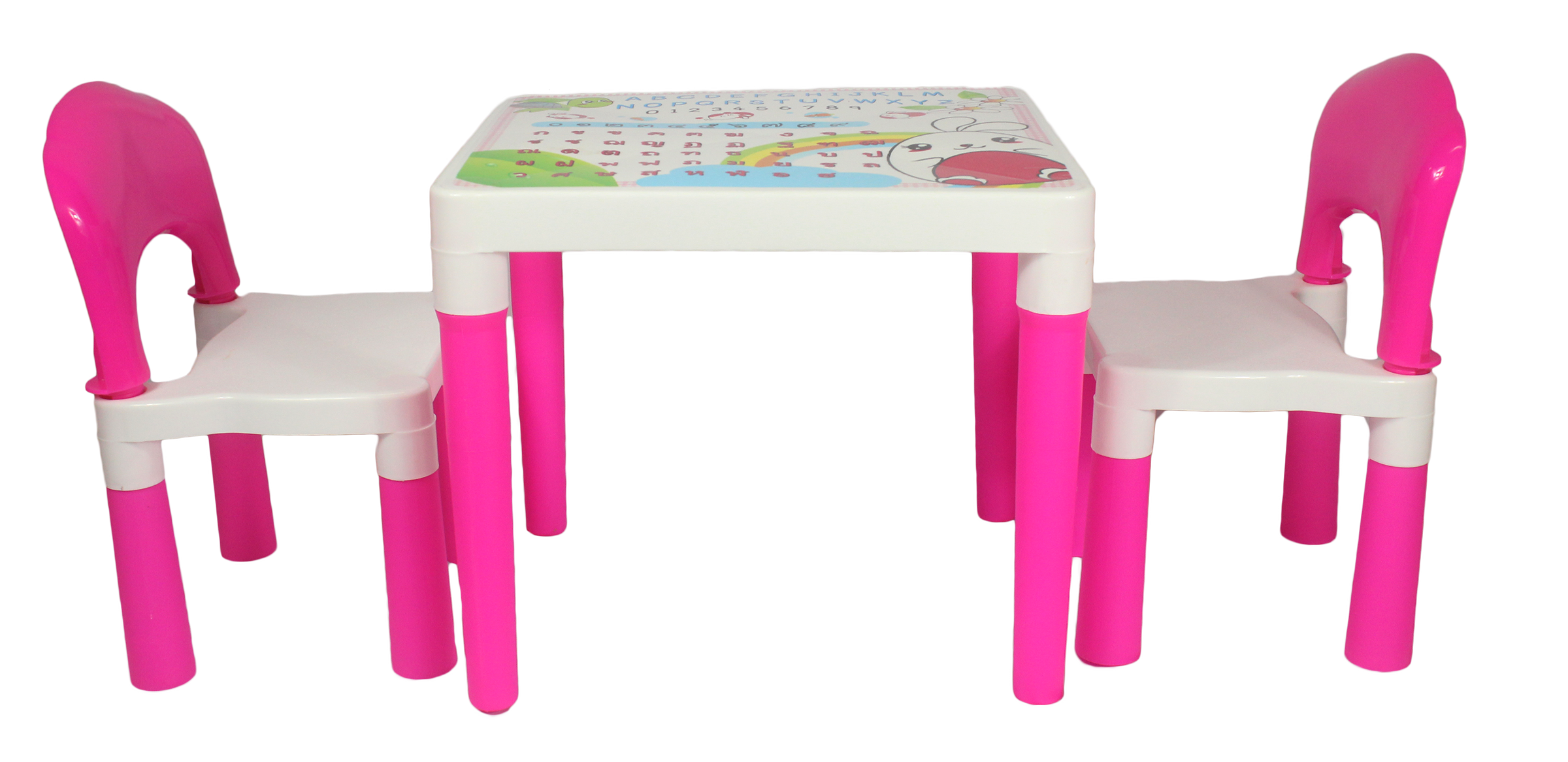 ชุดโต๊ะเก้าอี้เด็กมีลาย ก-ฮ และ A-Z รุ่น FAMILY SET (โต๊ะ 1 ตัว + เก้าอี้ 2 ตัว ใน 1 ชุด) สินค้าดีราคาถูก