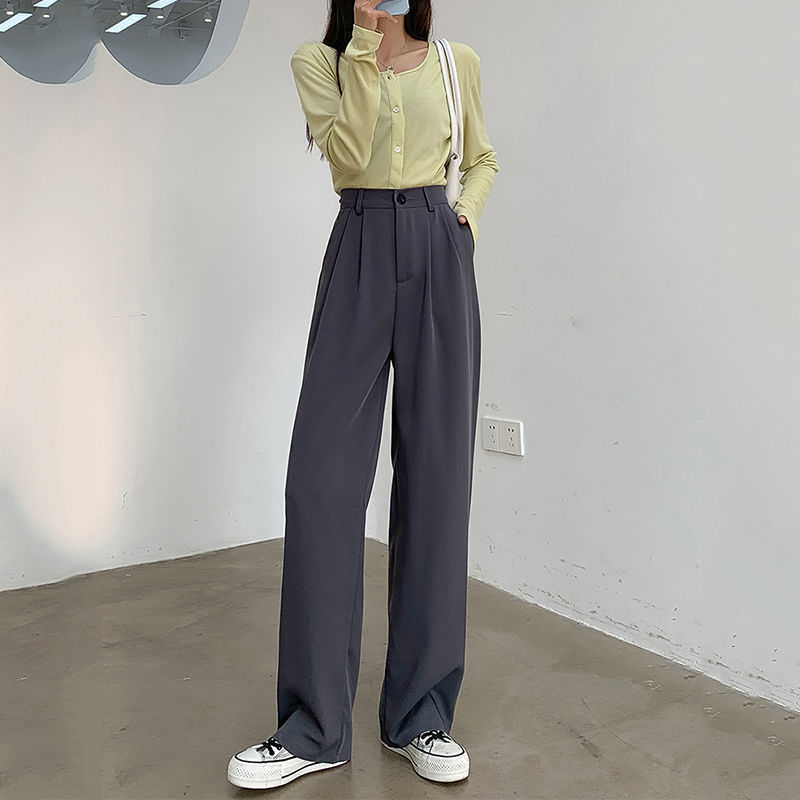 Suit Pants Women Korean Fashion High Waist Casual Clothing Baggy Pantalons  Ropa Mujer Plus Size Straight