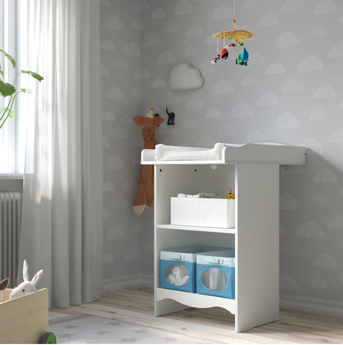 [ส่งฟรี ] โต๊ะเปลี่ยนผ้าอ้อมและชั้นหนังสือ, ขาว Changing table/bookshelf, white For baby  สำหรับเด็กอ่อน วัสดุปลอดภัย ไม่ระคายเคือง คุณภาพดี โปรโมชั่นสุดคุ้ม โค้งสุดท้าย