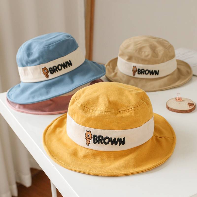 ☆พร้อมส่ง☆หมวก หมวกเด็ก 1ปี-7ปี รอบหัว:51-53 cm.หมวกบักเก็ต หมวกปีกรอบเด็ก หมวกเด็กโต หมวกเด็กหญิง หมวกเด็กชาย หมวกแฟชั่น ลายการ์ตูนหมี BR0WN