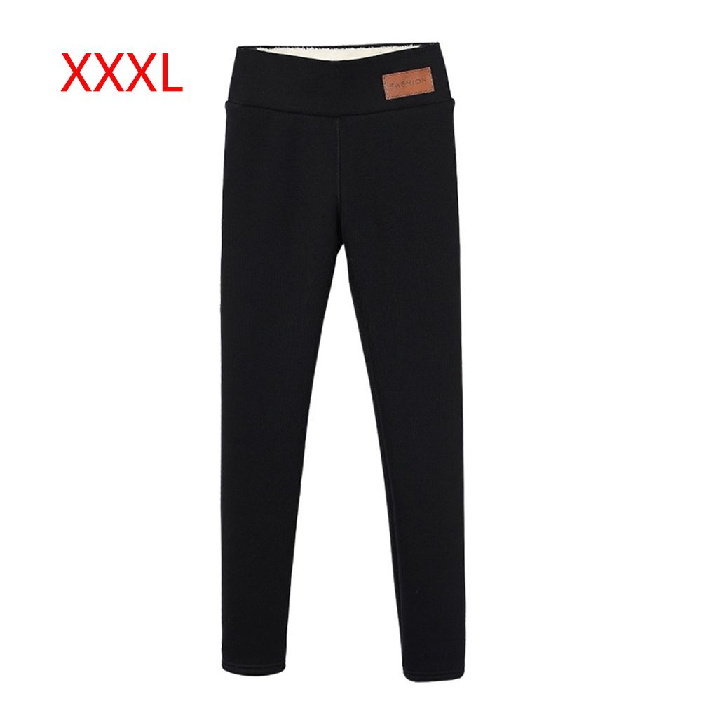 GURUNGMANI Thời trang Bình thường Eo cao Quần len lông cừu Xà cạp nữ Da cừu Cashmere Quần ấm Xà cạp dày mùa đông