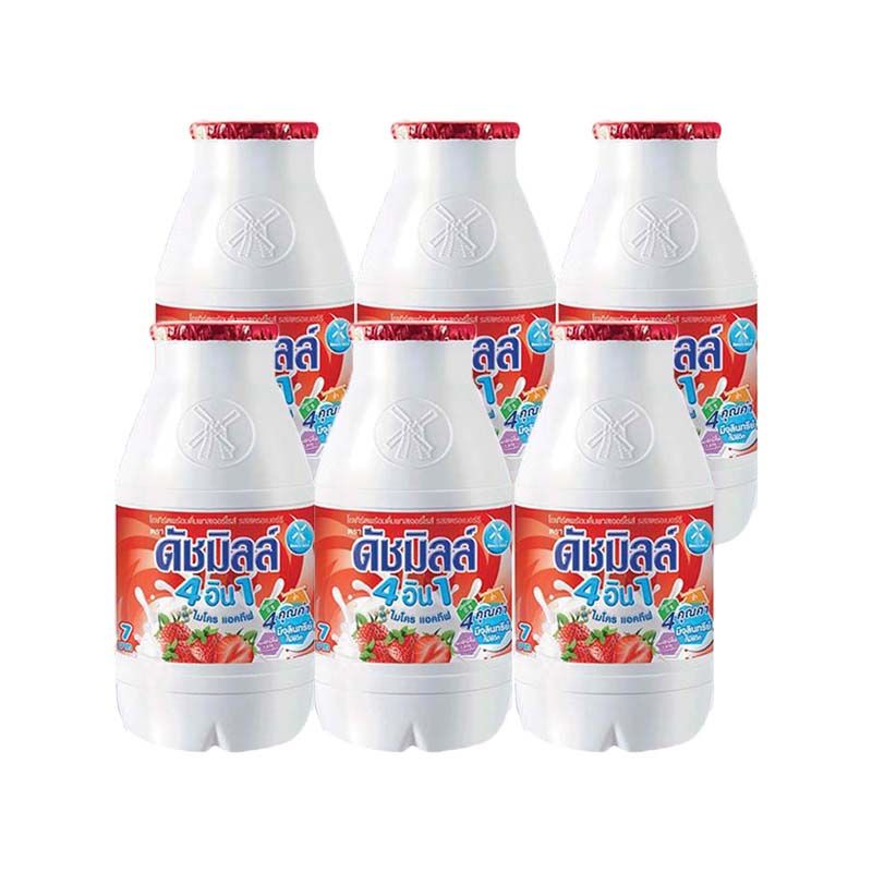 ดัชมิลล์ นมเปรี้ยว รสสตรอว์เบอร์รี 100 มล. x 6 ขวด/Dutchmill strawberry yoghurt 100ml x 6 bottles