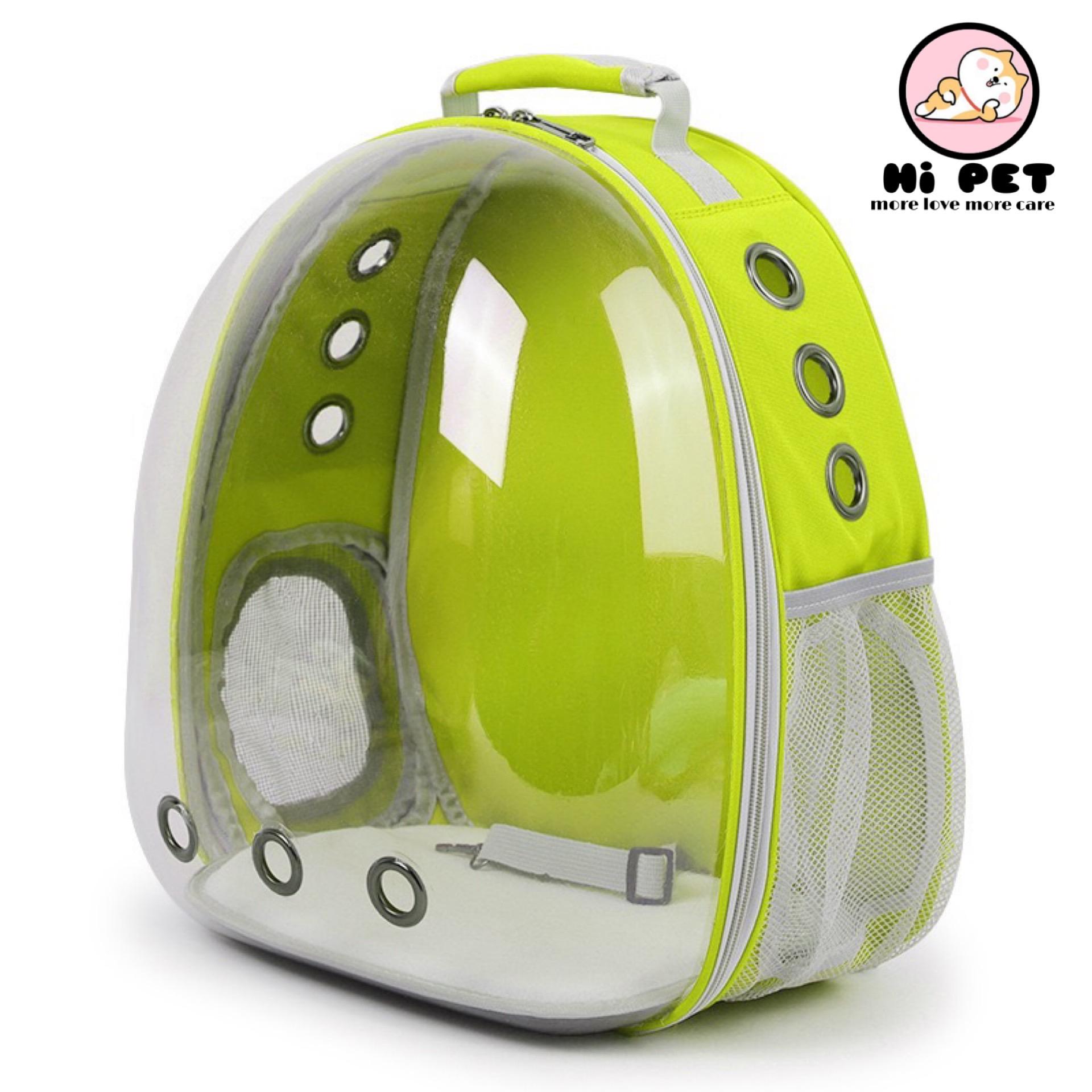 Hi Pet♥Pet travel backpack #LIGHT GREEN กระเป๋าเป้สะพายหลัง,พลาสติกแข็งแคปซูลแคปซูลระบายอากาศกระเป๋าเป้แบบใสสำหรับแมวลูกสุนัขและกระต่าย สีเขียวอ่อน