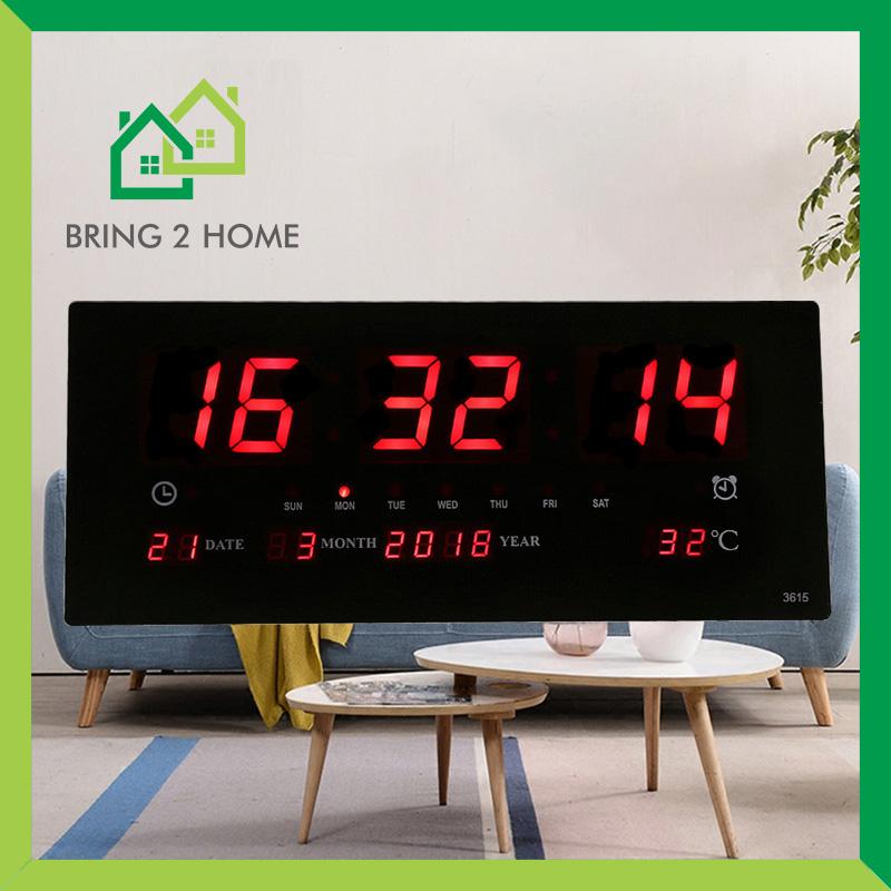 Bring2 Home นาฬิกาดิจิตอล LED DIGITAL CLOCK รุ่น 3615 สามารถติดตั้งแบบแขวนผนังได้ ขนาด 36X15X3CM