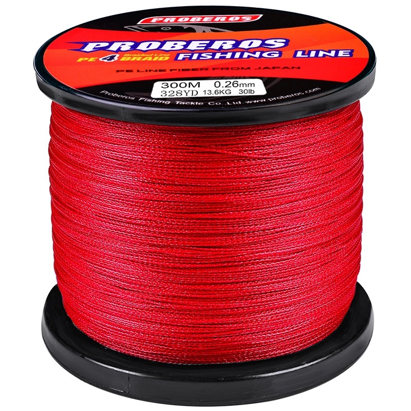 (ส่งไว ราคาส่ง) 300 เมตร สาย PE ถัก 4 สีแดง เหนียว ทน ยาว -  [ Nuna mall ] Fishing line wire Proberos Pro Beros