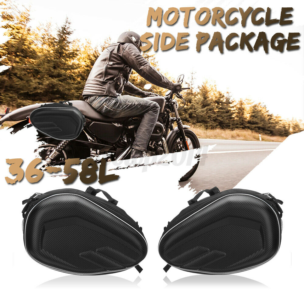 กระเป๋าอานรถมอเตอร์ไซค์ Motorcycle waterproof Saddle Bags ความจุมากใส่ของได้เยอะ ขยายได้ ดีไซน์สวยคม กันน้ำ สีดำ