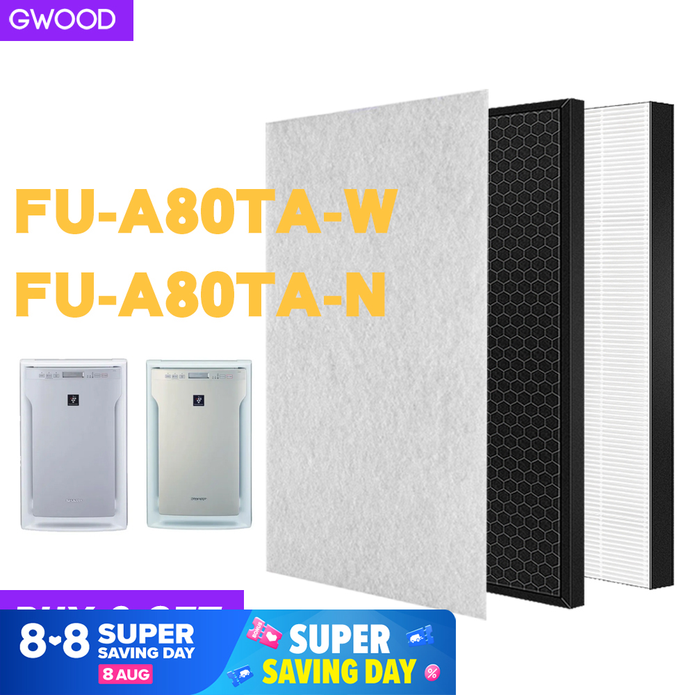 GWOOD เปลี่ยนกรองสำหรับ Sharp FZ-A80SFE fza80sfe เครื่องฟอกอากาศ HEPA และกำจัดกลิ่นกรองสำหรับ FU-A80E-W FU-A80E fua80ew fua80e