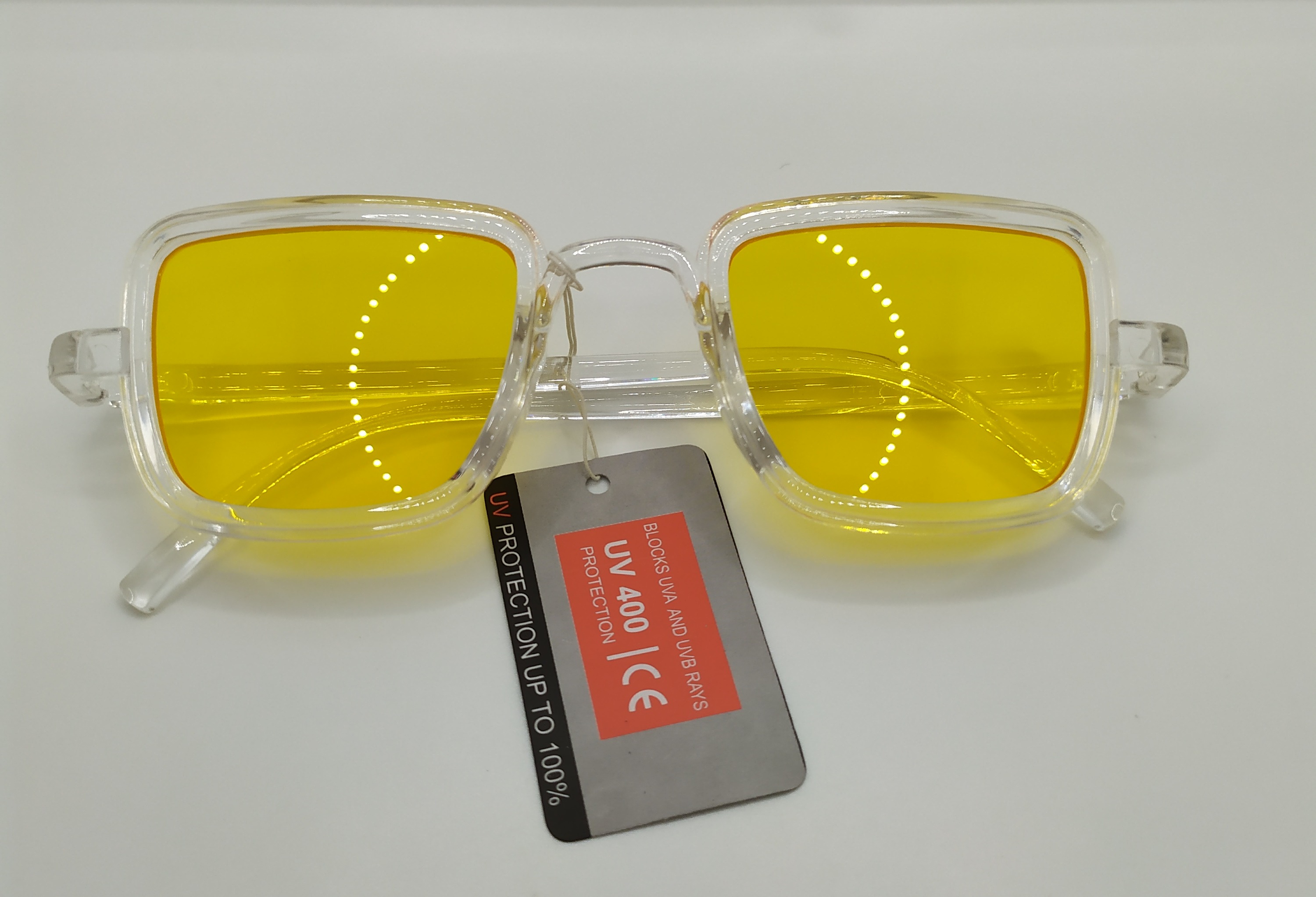 sg02 แว่นกันแดดกรอบใส เลนส์สีเหลือง    แถมฟรีซองใส่แว่นและผ้าเช็ดแว่น