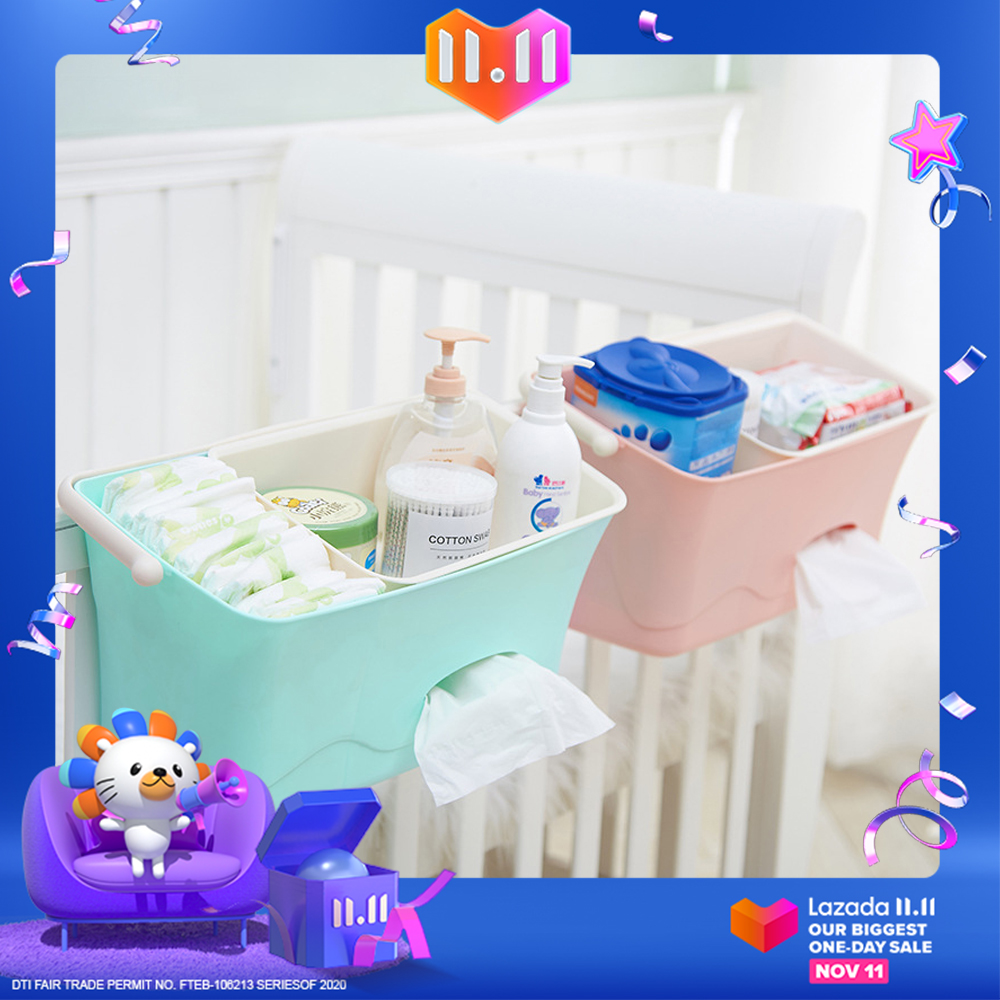 Baby-balaกล่องเก็บผ้าอ้อมข้างเตียงเด็ก,กล่องจัดระเบียบของกล่องเล็กสำหรับเลี้ยงเด็กกล่องมีช่องแยกสำหรับใส่ของ