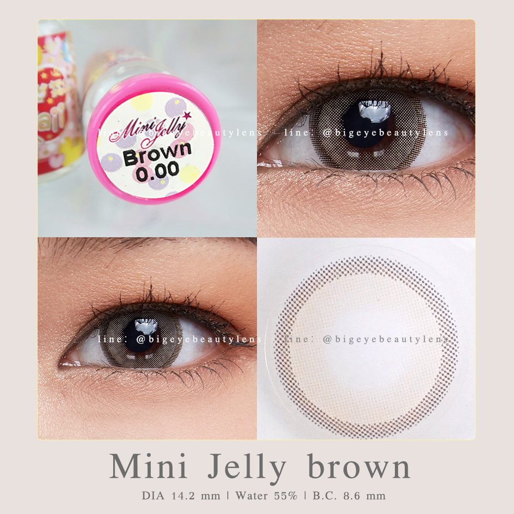 mini jelly brown คอนแทคเลนส์ [ รายเดือน ] ยี่ห้อ kittykawaii ( ขนาดโตกว่าตาจริงเล็กน้อย )