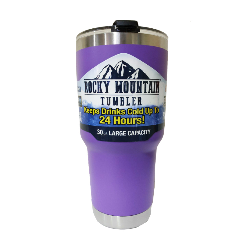 Rocky Mountain แก้วเก็บความเย็น ของแท้ ปลอดสารพิษ เก็บความเย็นได้นาน 24 ชั่วโมง ขนาด 30 ออนซ์ (พร้อมฝา) รับประกันคุณภาพ สี ม่วงผิวด้าน