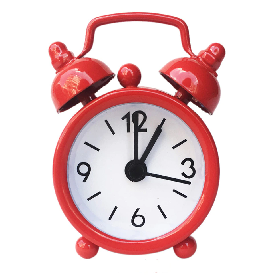 กระดิ่ง นาฬิกาปลุก ขนาดเล็ก ควอตซ์ ย้อนยุค แดง เขียว ฟ้า เหลือง แสด ชมพู ดำ ขาว / Mini Alarm Clock Quartz Double Bell Retro Red Green Blue Yellow Orange Pink Black White